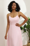 Tirantes de espagueti rosa chiffón vestido de dama de honor