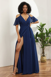 Marino Vestido de dama de honor con hendidura