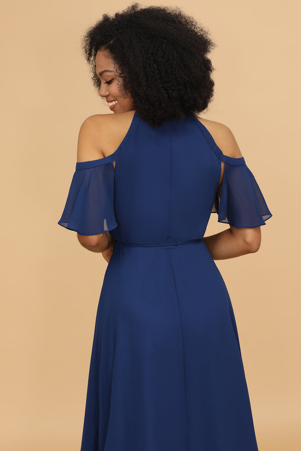 Marino Vestido de dama de honor con hendidura