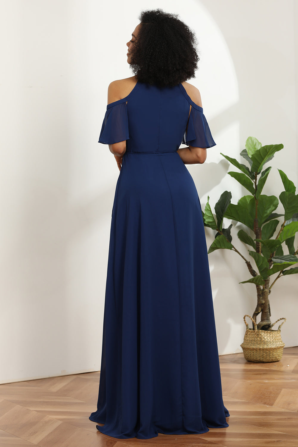 Marino Vestido de dama de honor con hendidura