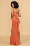 Vestido de dama de honor sirena cuello en V