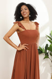 Terracotta chifón Vestido de dama de honor con volantes