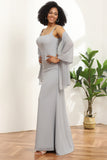 Gris Vestido de dama de honor sirena cuello cuadrado
