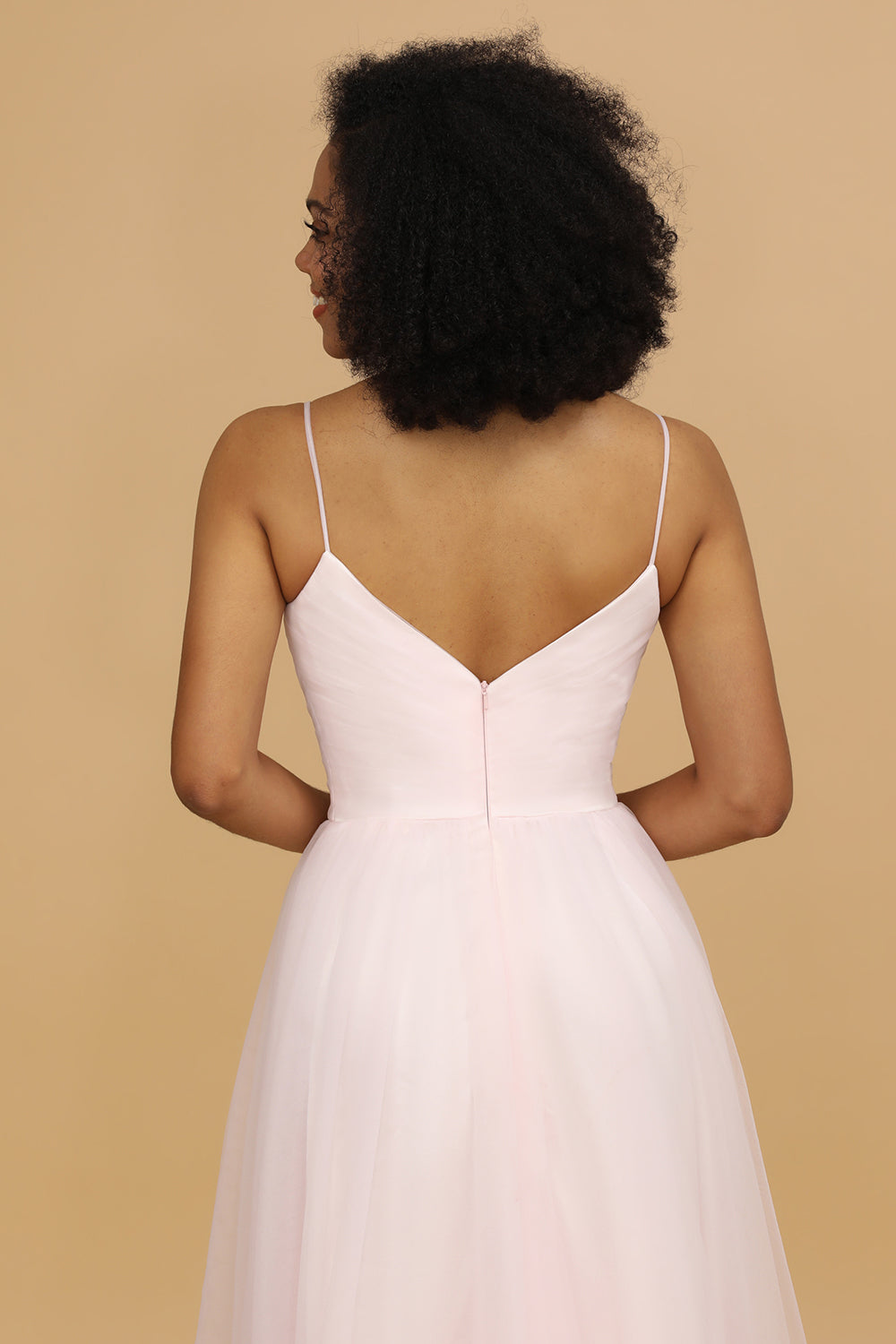 Espagueti Correas Rosa Tul Vestido de Dama de Honor
