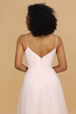 Espagueti Correas Rosa Tul Vestido de Dama de Honor