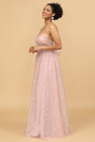 Escote A Tirantes de Espagueti Rosa Vestido de Dama de Honor