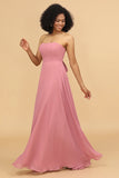 Vestido de dama de honor rosa gasa
