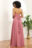 Vestido de dama de honor rosa gasa