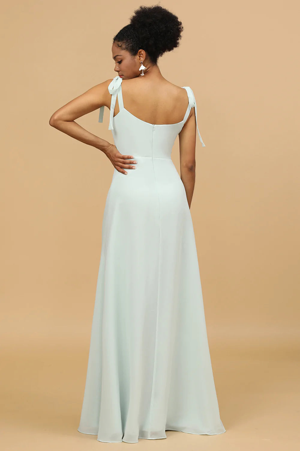 Vestido de dama de honor gasa menta