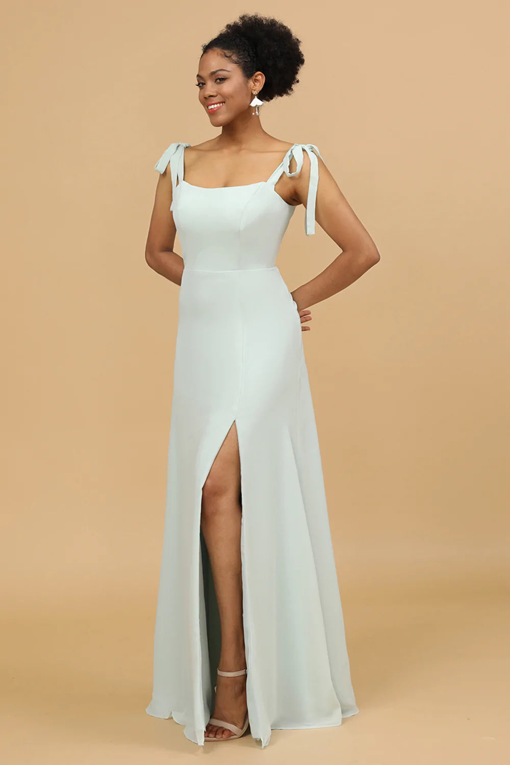 Vestido de dama de honor gasa menta