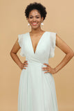 Vestido de Dama de Honor Cuello en V Menta