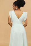Vestido de Dama de Honor Cuello en V Menta