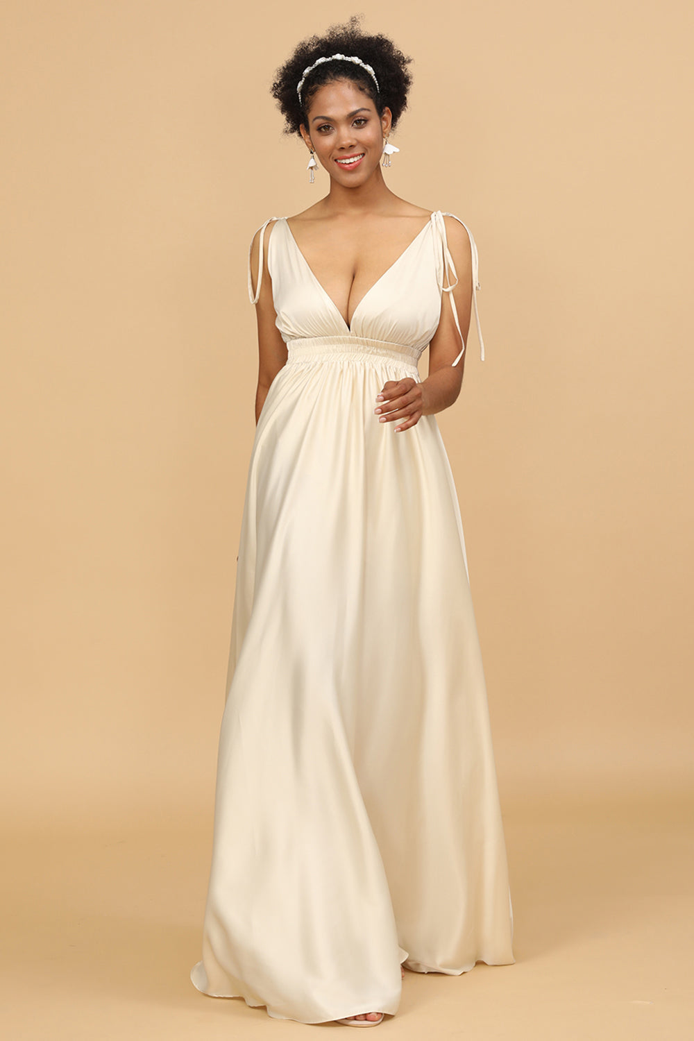 Marfil Vestido de Dama de Honor Largo