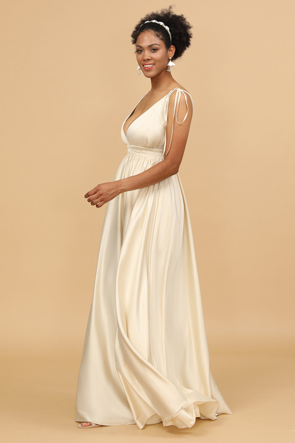 Marfil Vestido de Dama de Honor Largo