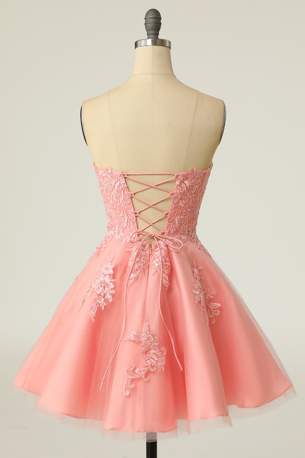 Blush Strapless Short Prom Dress con Apliques