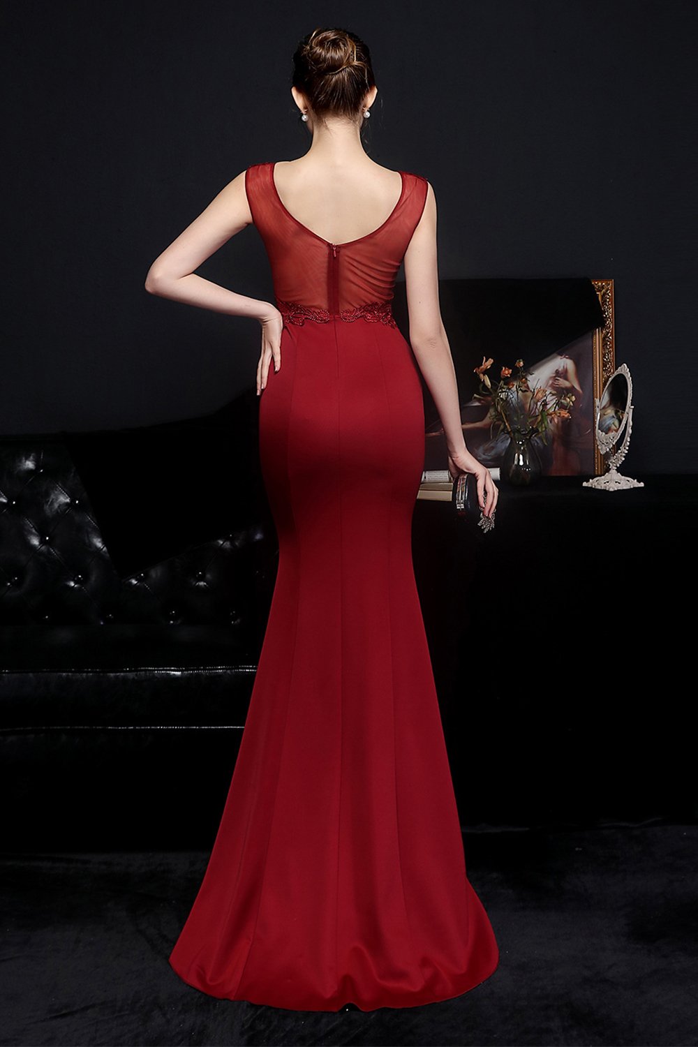 Vestido de fiesta de sirena ruborizada