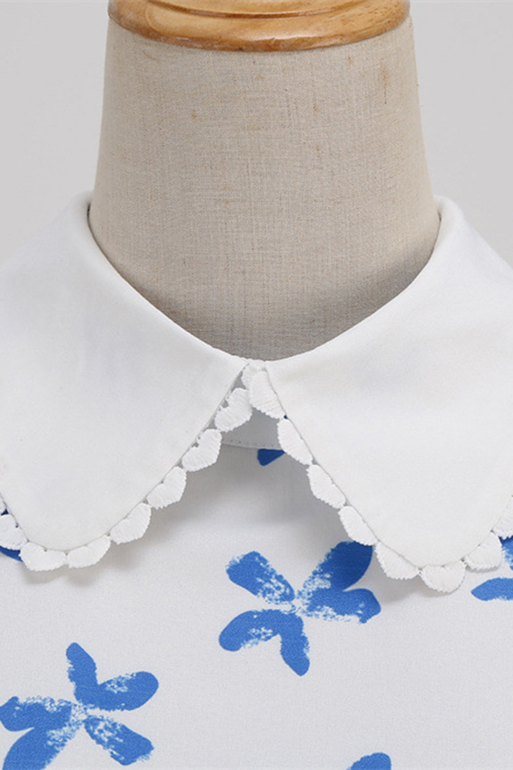 Vestido Vintage Mangas Cortas Estampado Blanco