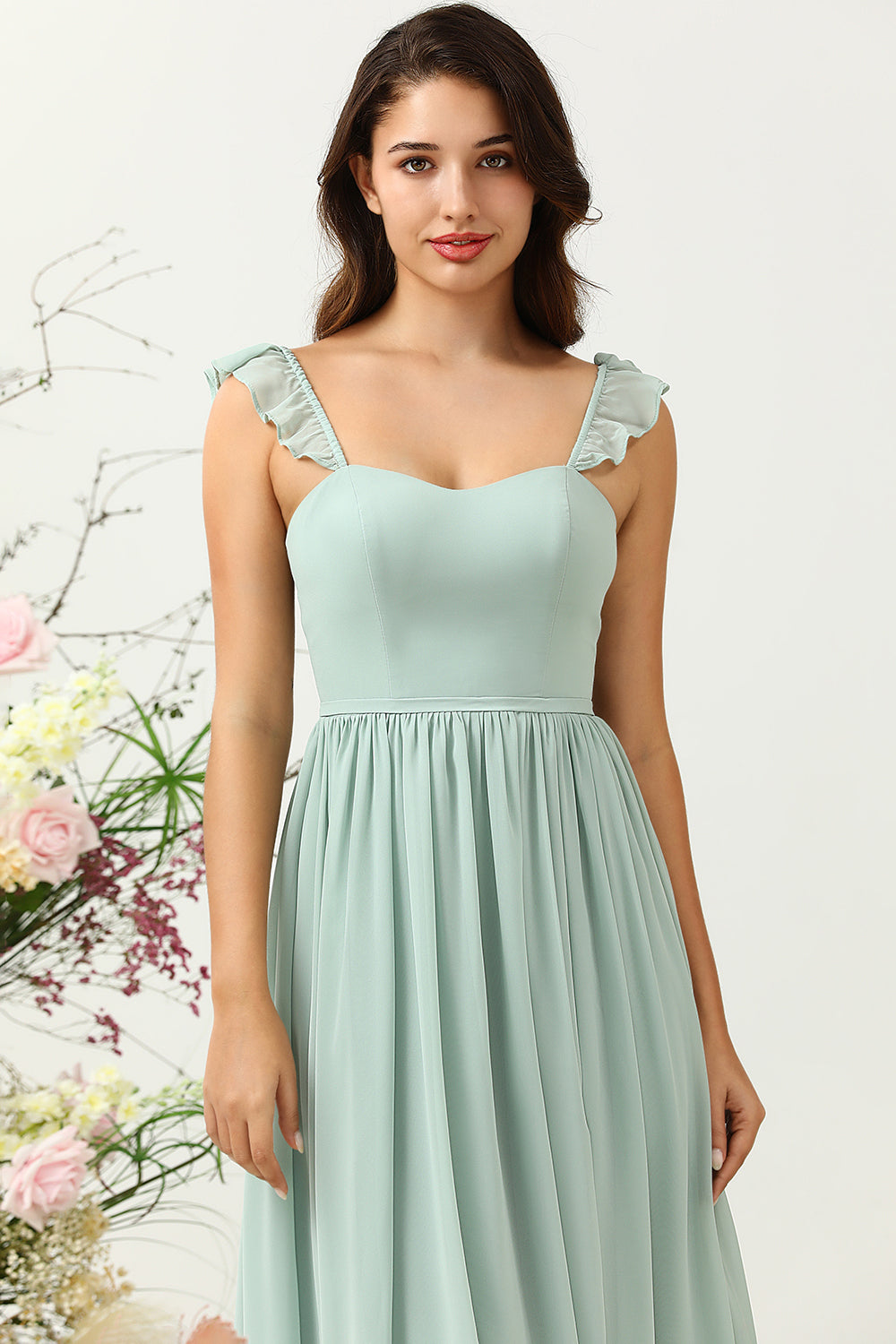 A Línea Tirantes de Espagueti Sabio Vestido de Dama de Honor