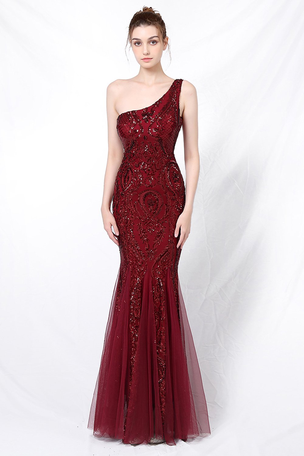 Mermaid One Shoulder Vestido de fiesta con apliques