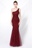 Mermaid One Shoulder Vestido de fiesta con apliques