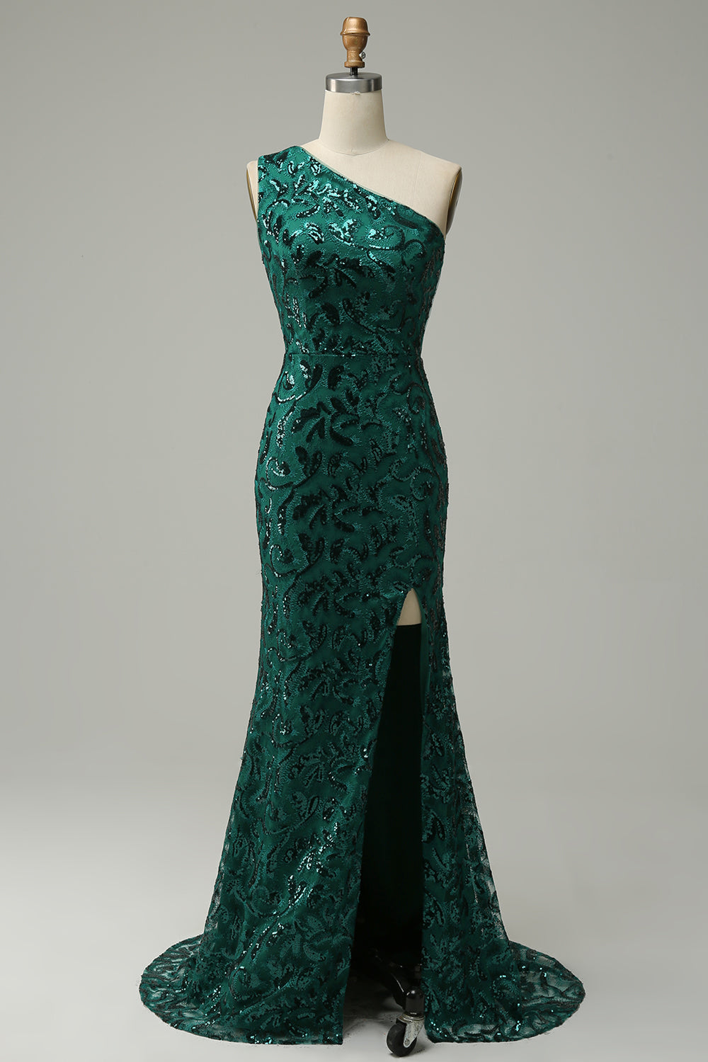 Sirena Un Hombro Verde Escuro Vestido de Fiesta