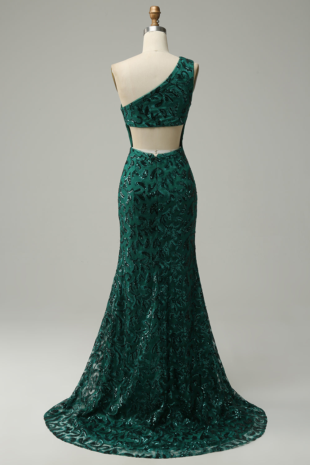 Sirena Un Hombro Verde Escuro Vestido de Fiesta