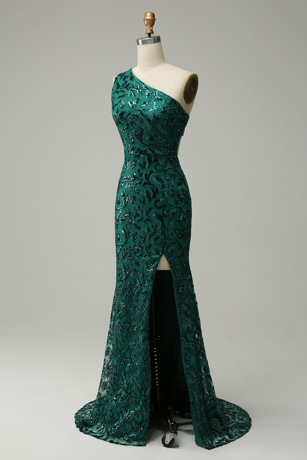 Sirena Un Hombro Verde Escuro Vestido de Fiesta
