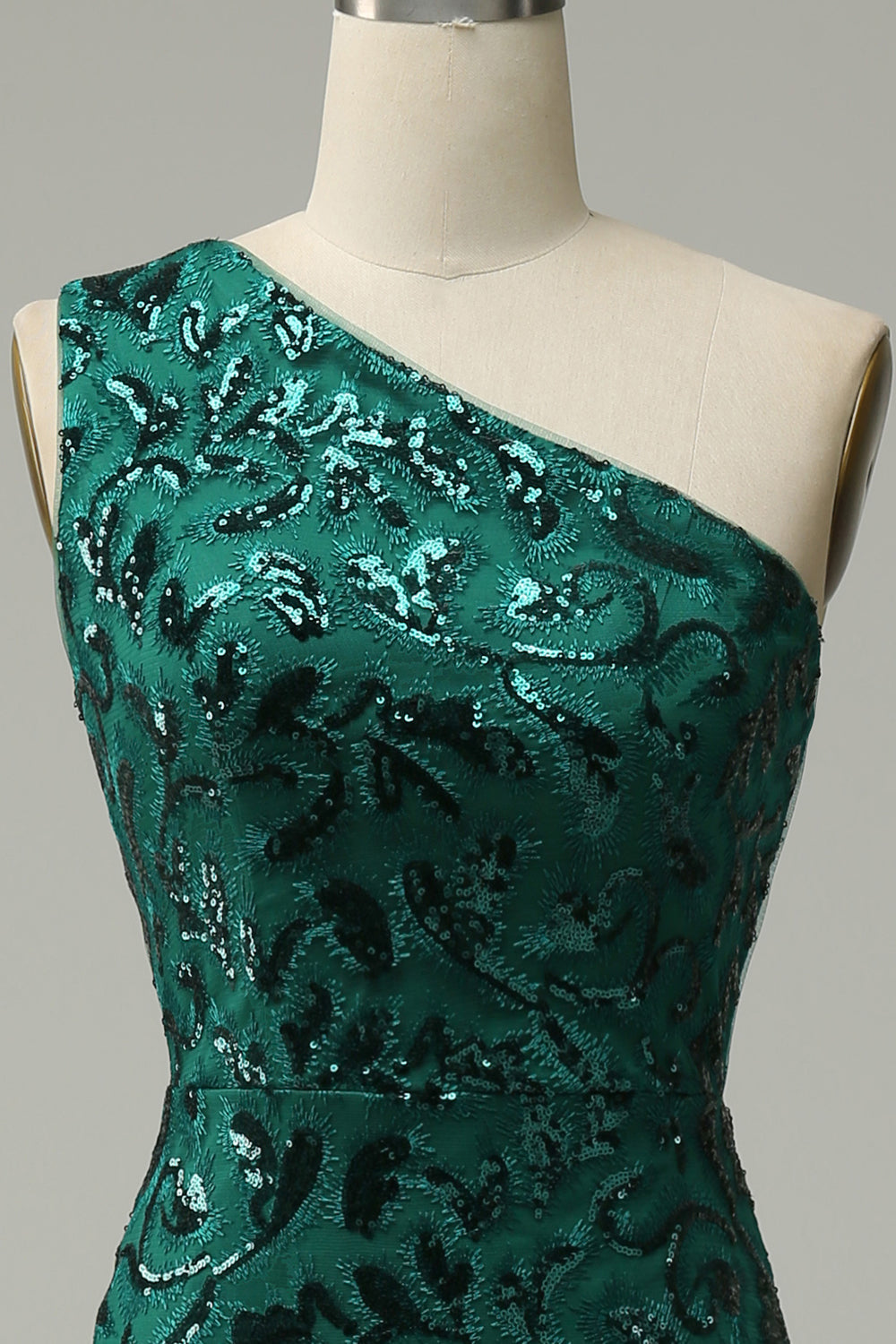 Sirena Un Hombro Verde Escuro Vestido de Fiesta