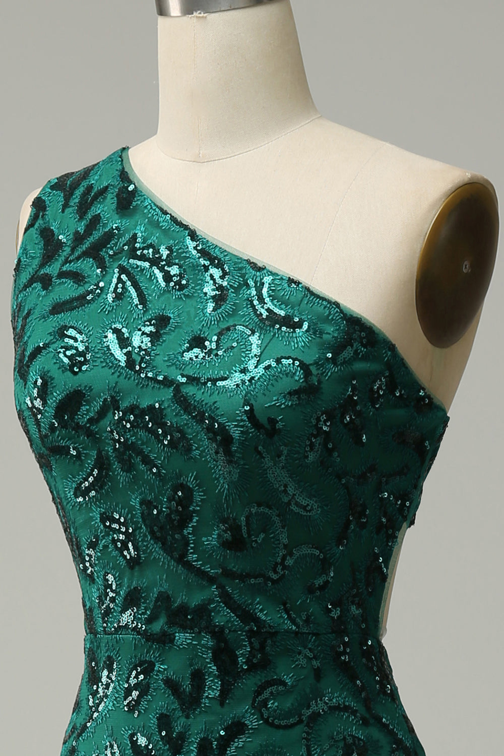 Sirena Un Hombro Verde Escuro Vestido de Fiesta