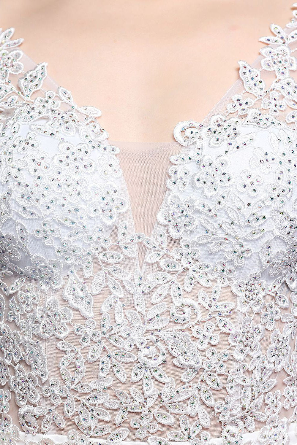 Vestido blanco applique prom