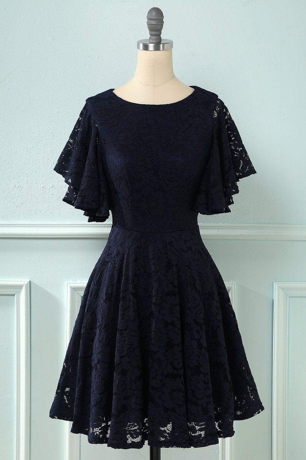Batwing mangas vestido de encaje