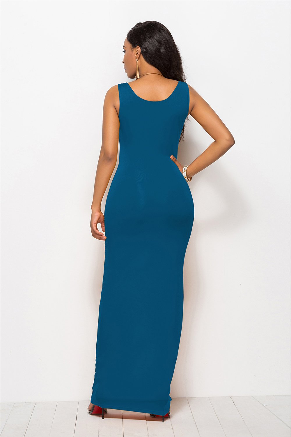 Negro Casual Vestido Largo