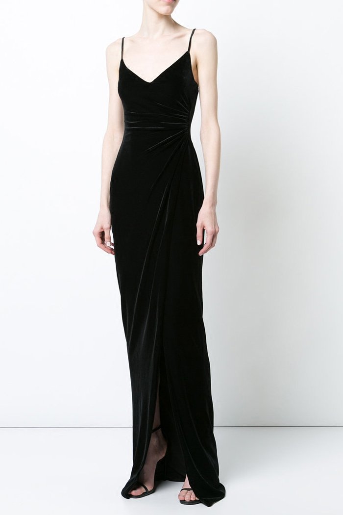 Vestido de fiesta de noche de terciopelo negro