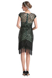 Vestido de lentejuelas verde oscuro de la década de 1920