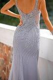 Sirena ilusión cuello vestido de fiesta