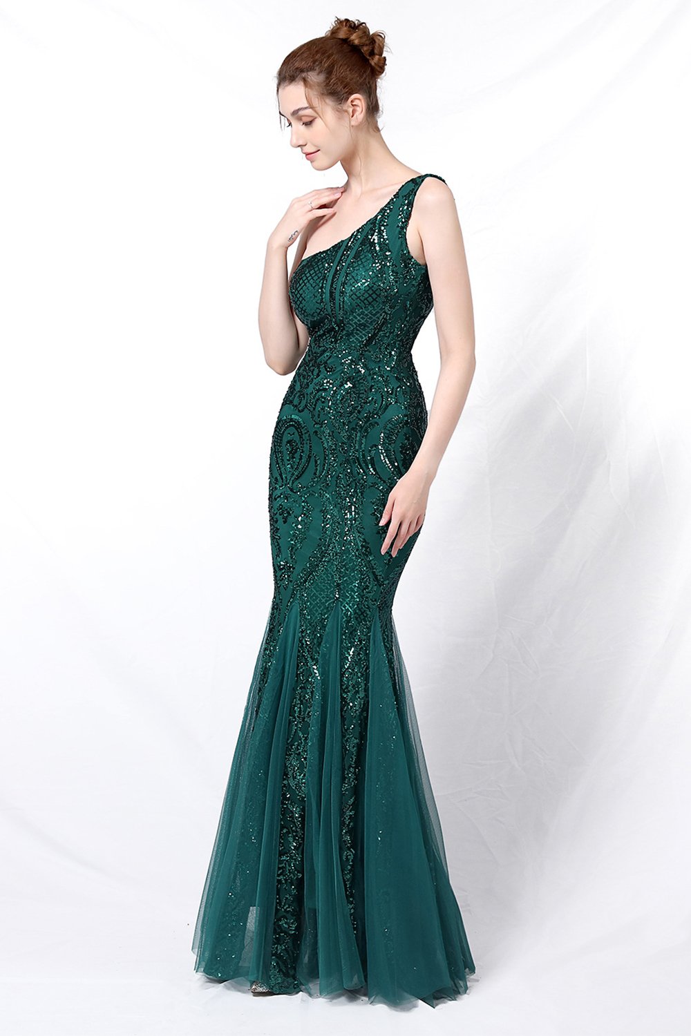 Mermaid One Shoulder Vestido de fiesta con apliques