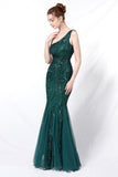 Mermaid One Shoulder Vestido de fiesta con apliques