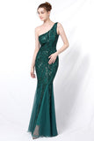 Mermaid One Shoulder Vestido de fiesta con apliques