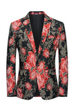 Blazer de hombre con solapa con muescas en jacquard de flores rosas