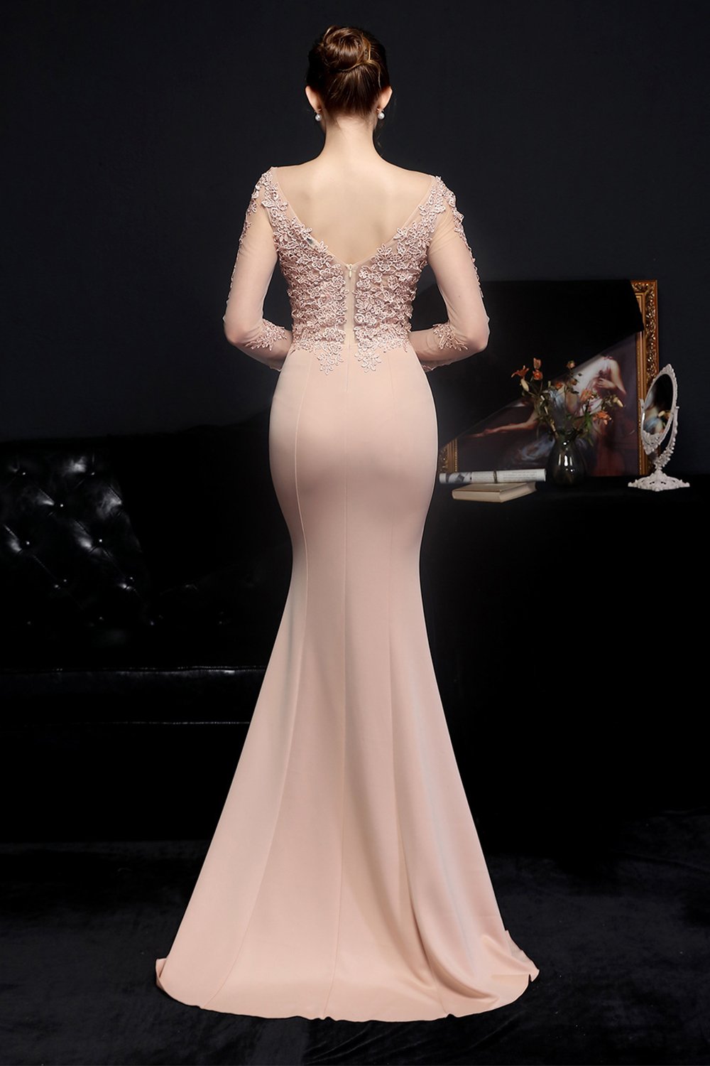 Vestido blanco applique prom