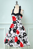 Retro Halter estampado vestido vintage