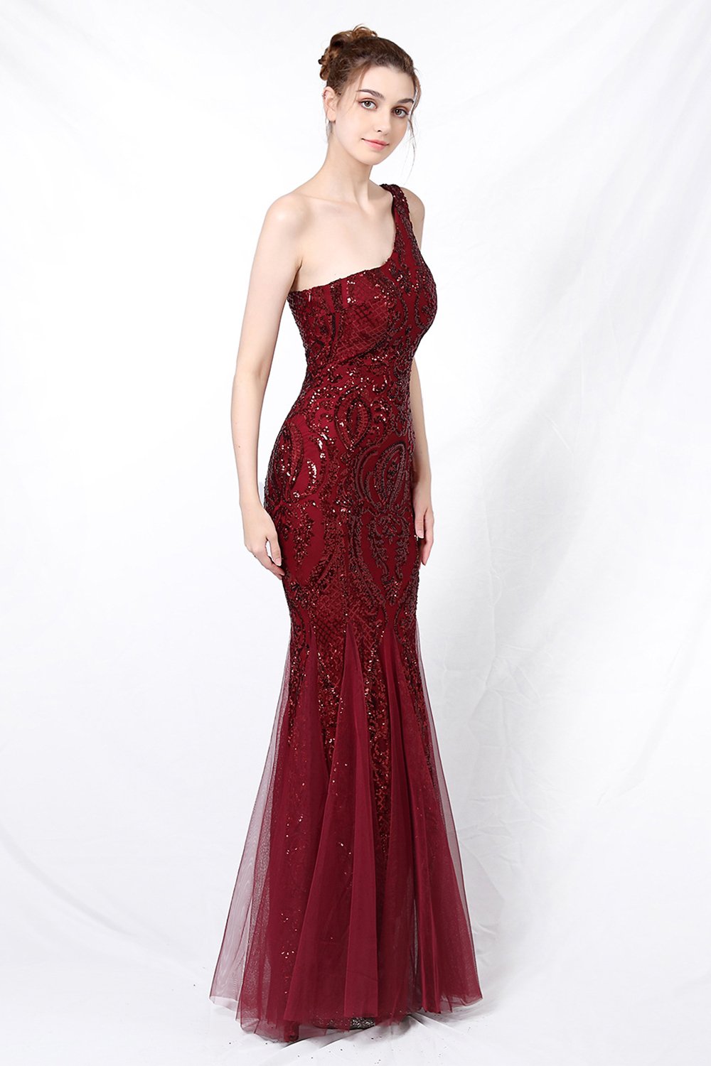 Mermaid One Shoulder Vestido de fiesta con apliques