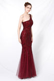 Mermaid One Shoulder Vestido de fiesta con apliques