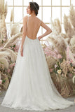 V cuello Negro Vestido de Novia