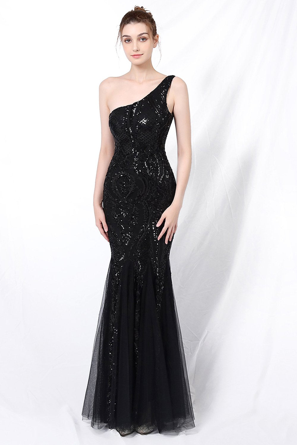Mermaid One Shoulder Vestido de fiesta con apliques