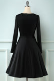 A Cuadros 1950s Vestido con Mangas Largas