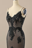 Negro V cuello con cuentas vestido de fiesta