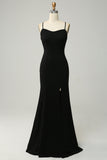Negro Halter Vestido de Dama de Honor