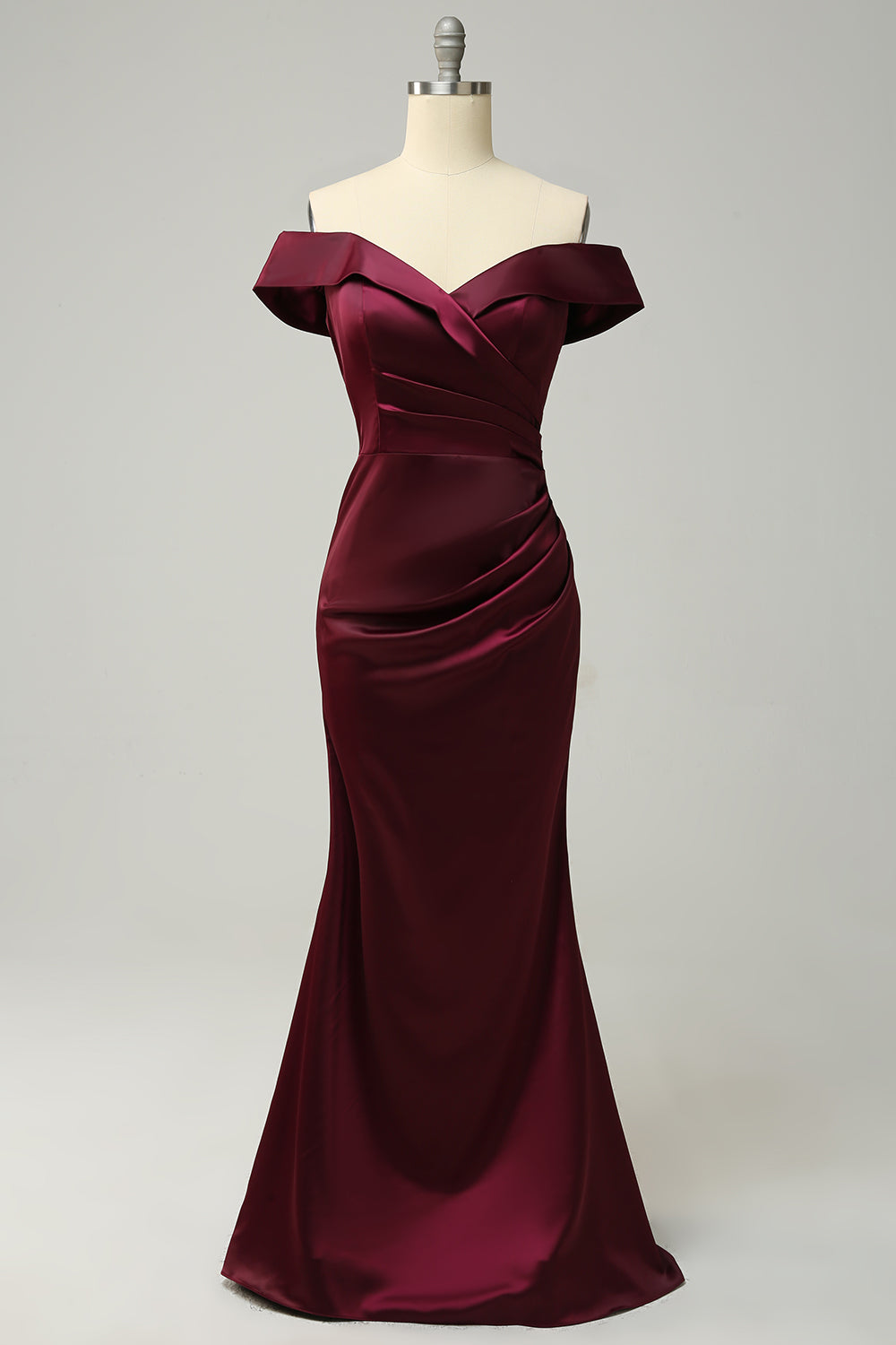 Fuera del Hombro Borgoña Talla Grande Vestido Invitada Boda