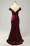 Fuera del Hombro Borgoña Talla Grande Vestido Invitada Boda